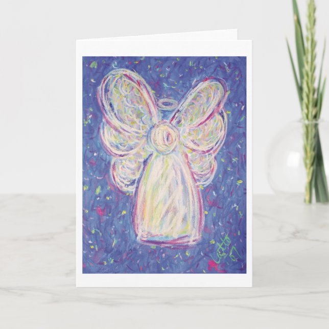 Cartão De Festividades Starry Night Angel Greeting Card (Frente)