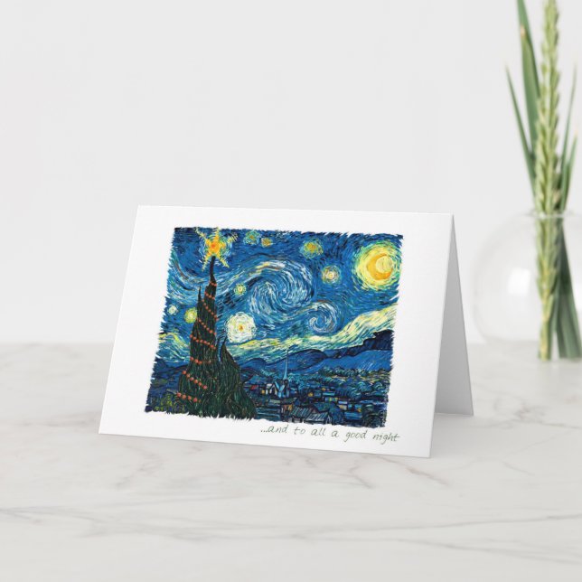 Cartão De Festividades Starry Night Christmas (Frente)