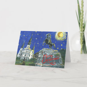 Cartão De Festividades Starry Night Jackson Square Merry Christmas