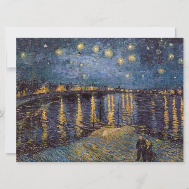 Cartão De Festividades Starry Night Over Rhone River por Vincent Van Gogh (Frente)