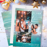 Cartão De Festividades Starry Night Peace and Love 3 Photo Collage Green<br><div class="desc">Crie seu próprio cartão de 3 fotos coladas, com cartas de mão Peace and Love, em um fundo noturno estrelado. A design apresenta braçadeiras de aquarela, em tons de verde-menta rosa e cinzas, com estrelas, brilho estelar e poeira dourada. Paz e Amor é escrita em caligrafia moderna, que você pode...</div>
