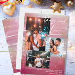 Cartão De Festividades Starry Night Peace and Love 3 Photo Collage Red<br><div class="desc">Crie seu próprio cartão de 3 fotos coladas, com cartas de mão Peace and Love, em um fundo noturno estrelado. A design apresenta pinceladas de aquarela, em tons de rubi vinho tinto e rosa, com estrelas, luz estelar e poeira dourada. Paz e Amor é escrita em caligrafia moderna, que você...</div>
