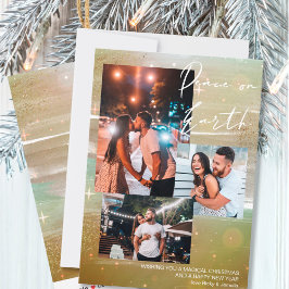 Cartão De Festividades Starry Night Peace on Earth 3 Photo Collage Dourad