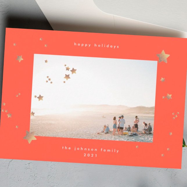 Cartão De Festividades Starry Red Cherry White Christmas Photo Happy (Criador carregado)