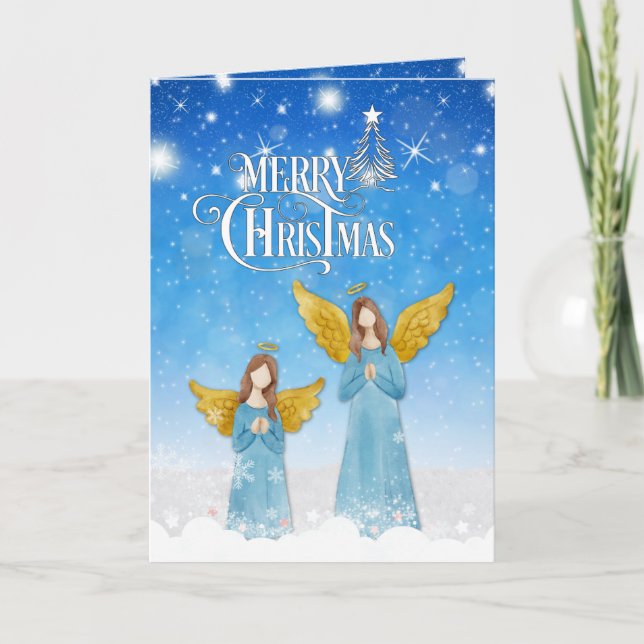 Cartão De Festividades Starry Winter Night Christmas Card (Frente)
