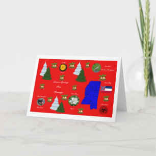 Cartão De Festividades State of Mississippi Christmas Greeting Card