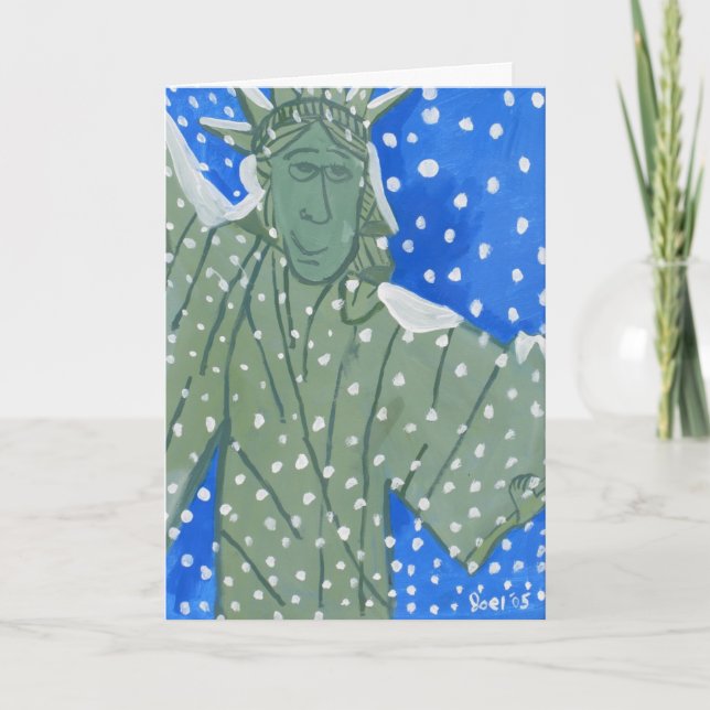 Cartão De Festividades Statue of Liberty in the Snow by Joel Anderson (Frente)