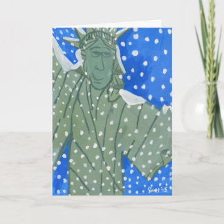 Cartão De Festividades Statue of Liberty in the Snow by Joel Anderson
