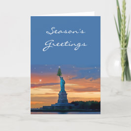 Cartão De Festividades Statue of Liberty with Christmas Tree