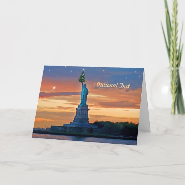 Cartão De Festividades Statue of Liberty with Christmas Tree Personalize (Frente)