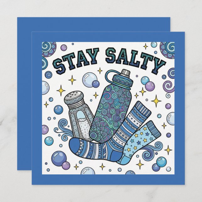 Cartão De Festividades Stay Salty Dysautonomia/POTS Personalized Card (Frente/Verso)