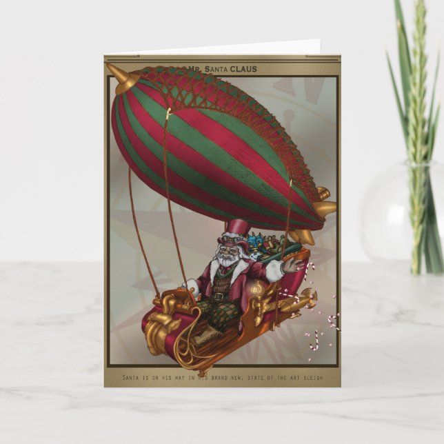 Cartão De Festividades Steampunk Santa greeting card (Frente)