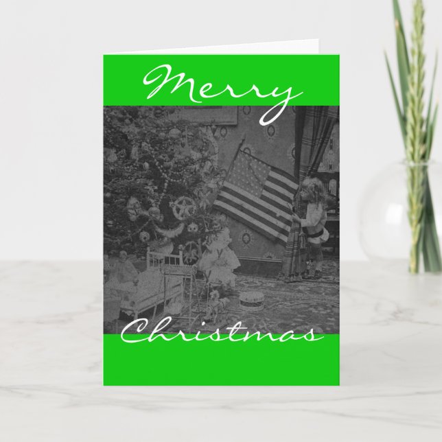 Cartão De Festividades Stereoview - Natal Patriótico em 1901 (Frente)