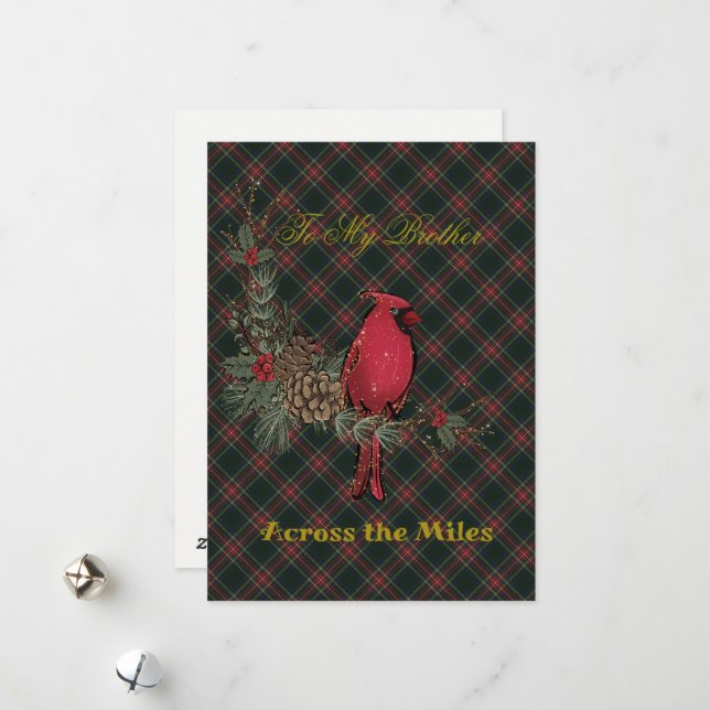 Cartão De Festividades Stewart Black Scottish Tartan Brother Christmas  (Frente/Verso In Situ)