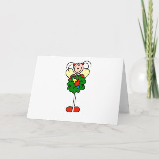 Cartão De Festividades Stick Figure Wreath Girl