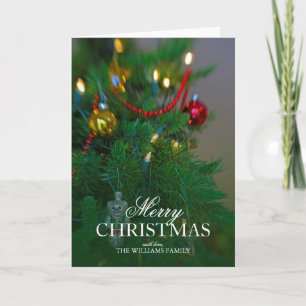 Cartão De Festividades Still Life Christmas tree with Ornaments and Light