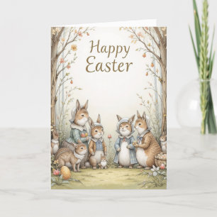 Cartão De Festividades Storybook da família Bunny felz pascoa