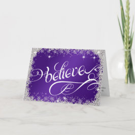 Cartão De Festividades Striking Royal Purple believe message PERSONALIZE
