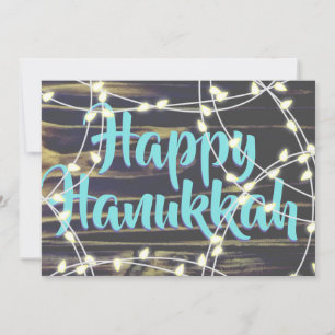 Cartão De Festividades String das luzes brancas Hanukkah e Natal