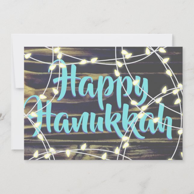 Cartão De Festividades String das luzes brancas Hanukkah e Natal (Frente)