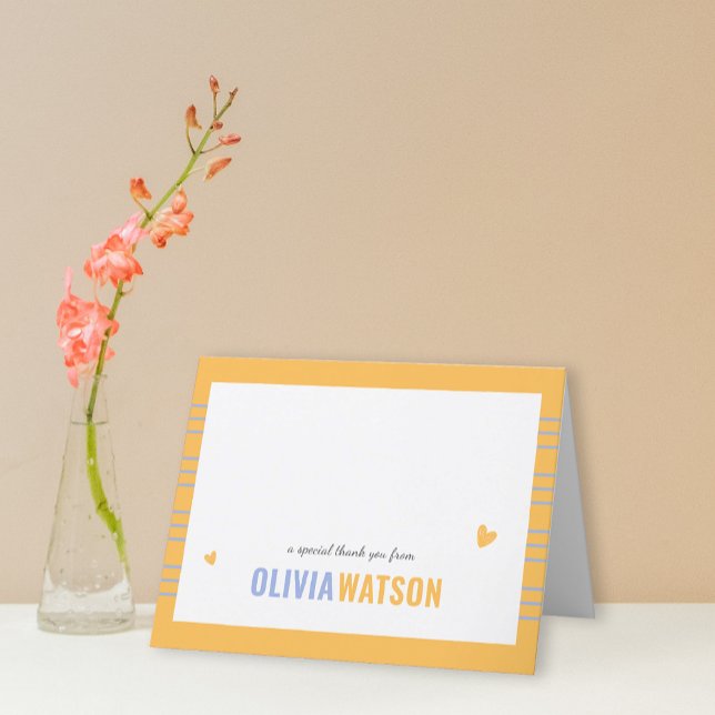 Cartão De Festividades Stripe Personalizado Obrigado Apreciação Dobrada (Stripe Personalized Thank You Appreciation Folded Holiday Card)