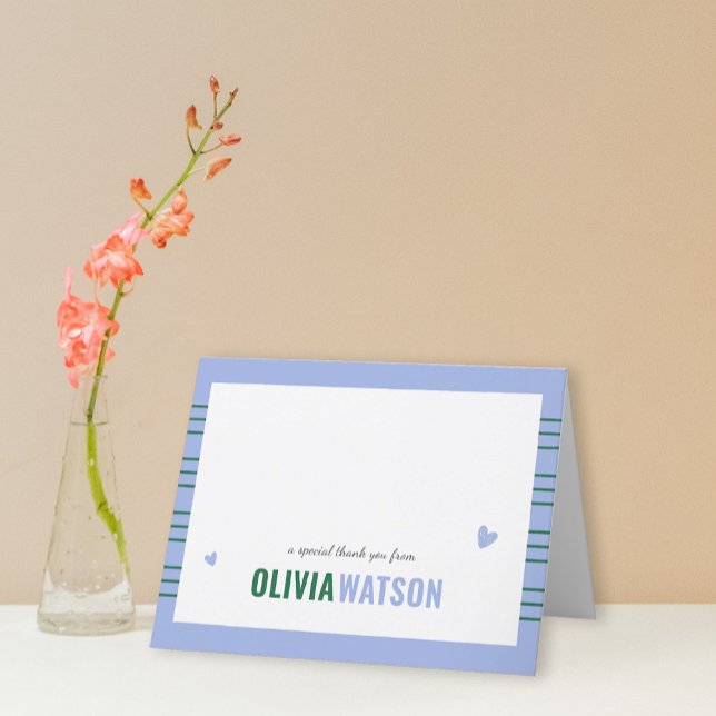 Cartão De Festividades Stripe Personalizado Obrigado Apreciação Dobrada (Stripe Personalized Thank You Appreciation Folded Holiday Card)