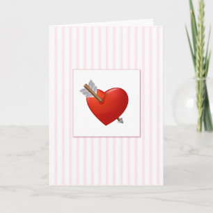 Cartão De Festividades Stripes Rosa - Coração Namorados Vermelho