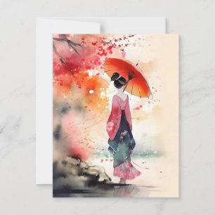 Cartão De Festividades Stroll em japonês em aquarelas