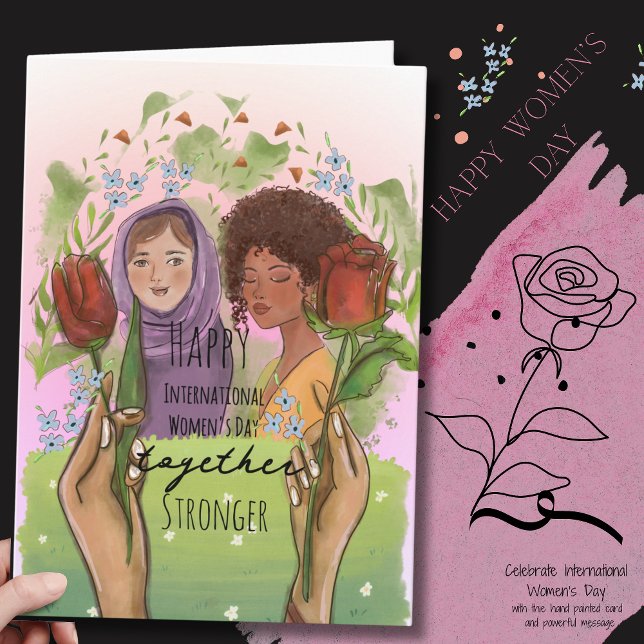 Cartão De Festividades Stronger Together Women Day Portrait  (Stronger Together Women Day Portrait Holiday Card)