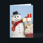Cartão De Festividades Studio shot of snowman with Christmas presents<br><div class="desc">Studio shot of snowman with Christmas presents</div>
