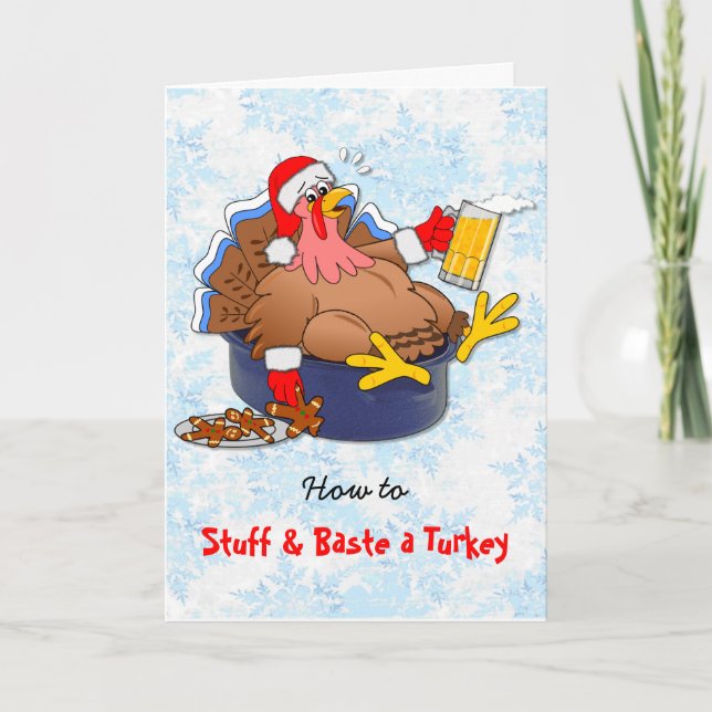 Cartão De Festividades Stuffed and Basted Turkey (Beer) (Frente)