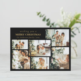 Cartão De Festividades Stylish Black Typography Photo Collage Christmas