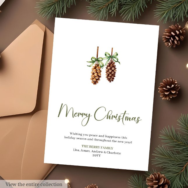 Cartão De Festividades Stylish Botanical Watercolor Christmas Greeting  (Stylish Botanical Watercolor Christmas Greeting Card

)
