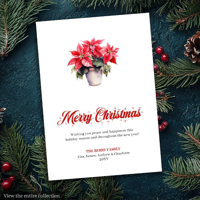 Cartão De Festividades Stylish Botanical Watercolor Merry Christmas Card (Stylish Botanical Watercolor Merry Christmas Greeting)
