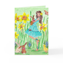 Stylish Green & Yellow Easter Floral Girl