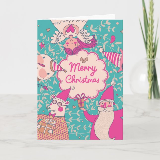 Cartão De Festividades Stylish Merry Christmas Card (Frente)