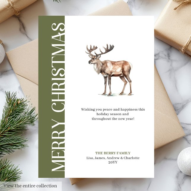 Cartão De Festividades Stylish Neutral Tones Christmas Deer Greeting Card (Stylish Neutral Tones Christmas Deer Greeting Card)