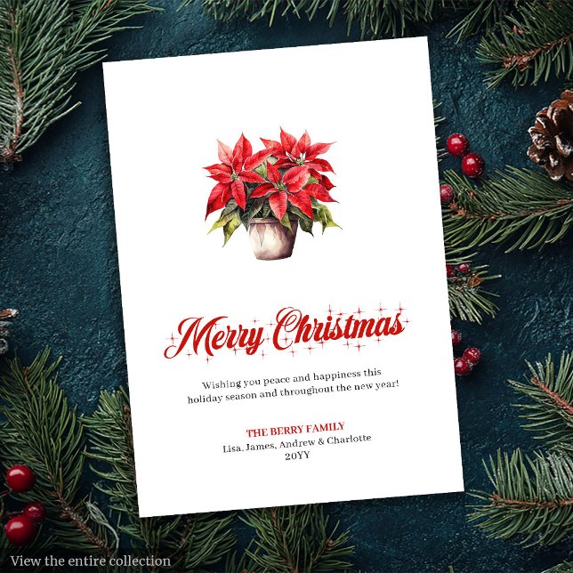 Cartão De Festividades Stylish Red White Poinsettia Holiday Greeting Card (Stylish Red White Poinsettia Holiday Greeting Card

)