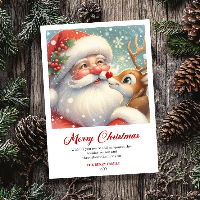 Cartão De Festividades Stylish Santa Claus Rudolph Cartoon Christmas Card (Stylish Santa Claus Rudolph Cartoon Christmas Greeting Card

)