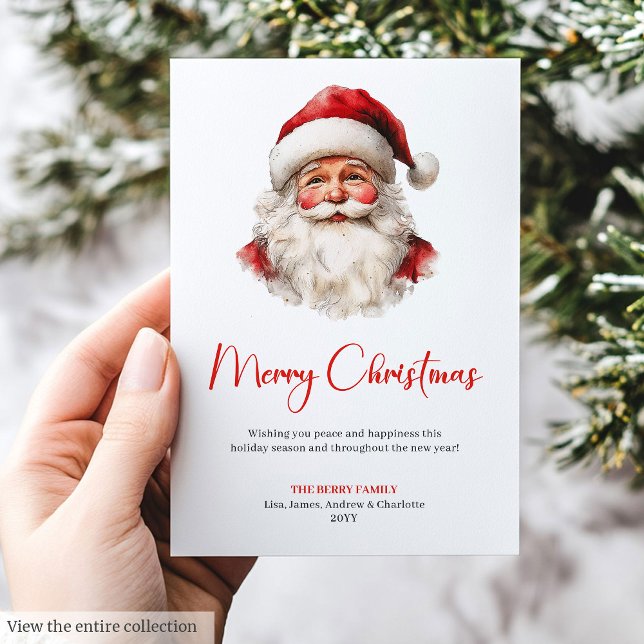 Cartão De Festividades Stylish Santa Claus Watercolor Christmas Greeting  (Stylish Santa Claus Watercolor Christmas Greeting Card)