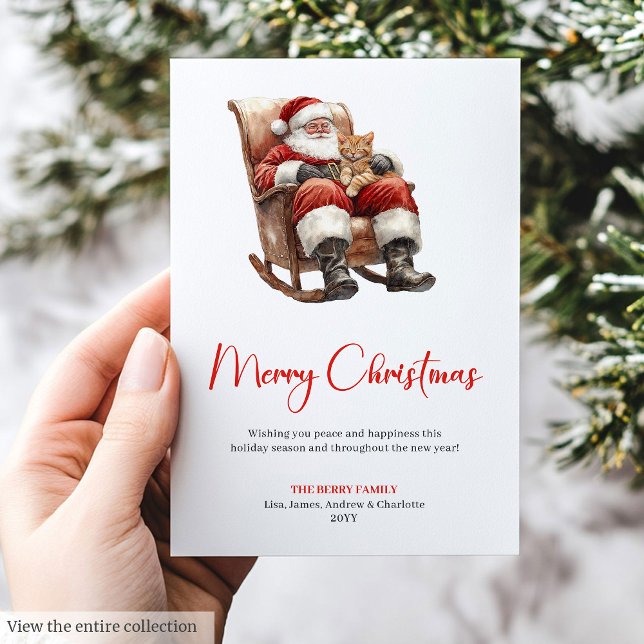 Cartão De Festividades Stylish Santa Claus Watercolor Christmas Greeting  (Stylish Santa Claus Watercolor Christmas Greeting Card)