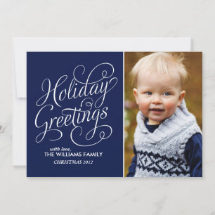 Cartão De Festividades Stylish Script Lettering Holiday Greetings Photo