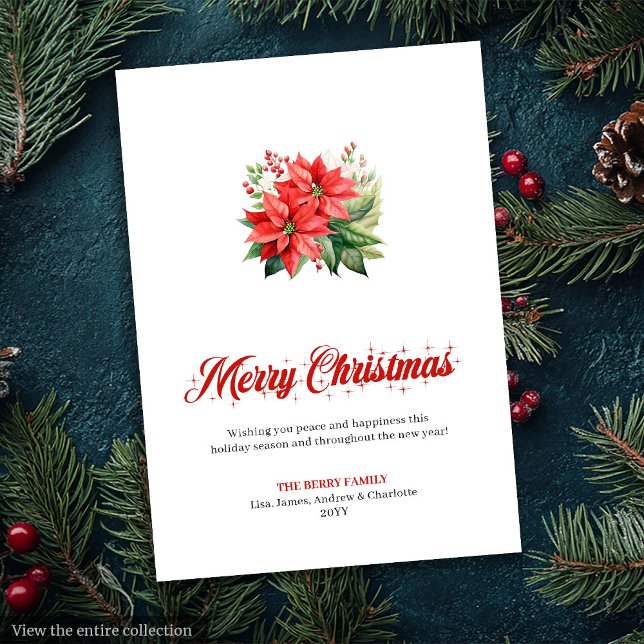 Cartão De Festividades Stylish Watercolor Red Poinsettia Greeting Card (Stylish Watercolor Red Poinsettia Greeting Card

)