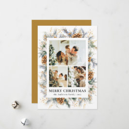 Cartão De Festividades Stylish Yellow Botanical Photo Frame Christmas