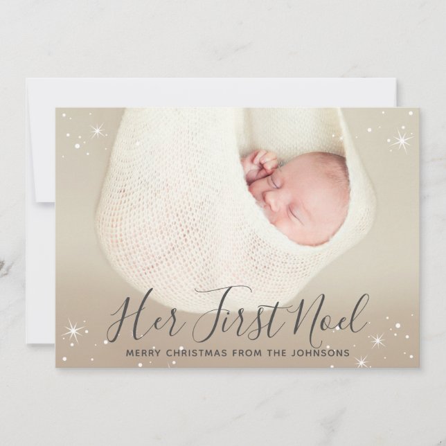 Cartão De Festividades Sua primeira foto de Natal do Noel Baby (Frente)