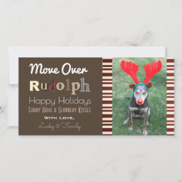 Cartão De Festividades Sua Reindeer de Natal Cães com Foto Vertical