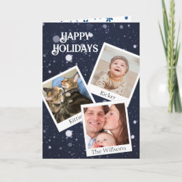 Cartão De Festividades Suas 3 fotos instantâneas personalizam a neve de a