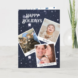 Cartão De Festividades Suas 3 fotos instantâneas personalizam a neve de a