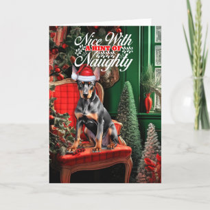 Cartão De Festividades Suave Doberman Natal Cachorro Bela