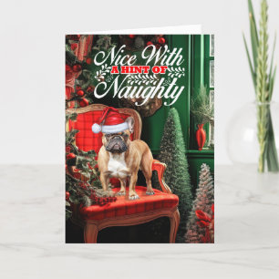 Cartão De Festividades Suave Tan Frenchie Cachorro de Natal Franco Bonito